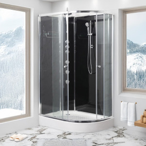 Vandfald 2 Easyfix Brusekabine 120x80 Venstrevendt, Grå
