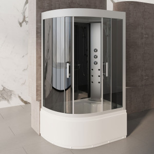 Rubin Massagebruser/badekar 130x85 Højre Grå Uden Strøm
