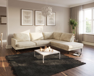 Hemsedal 25a Hjørnesofa - Sand Velur (Adore 1)