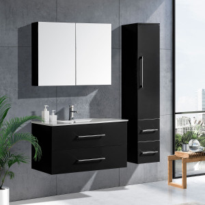 Lindadesign 100 Cm Baderomsmøbel Sort Høyglans