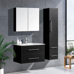 Lindadesign 80 Cm Baderomsmøbel Sort Høyglans