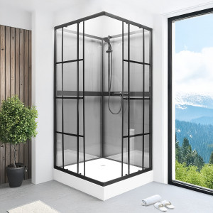 Jasmin Dusjkabinett 100x100 M/sorte Profiler