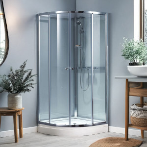 Waterlux Silikonfri Dusjkabinett Rund 90x80 Cm Høyre