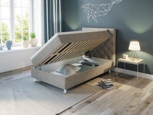 Comfort Seng Med Oppbevaring 120x200 - Beige
