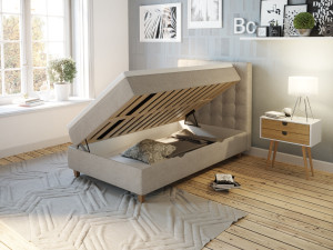 Comfort Seng Med Oppbevaring 120x200 - Sand