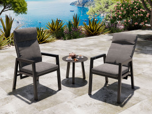 Jamaica Kaffesett Med 2 Recliner Stoler Og Bord 55 Cm I Antrasitt Aluminium
