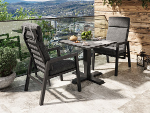 Jamaica Balkongsett Med 2 Reclinerstoler Med Hev/senk Bord 80x80 Cm I Antrasitt Aluminium