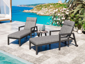 Jamaica Solsengsett Med 2 Solsenger Og Bord 55 Cm I Antrasitt Aluminium