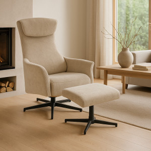 Odin Lenestol Med Puff - Beige