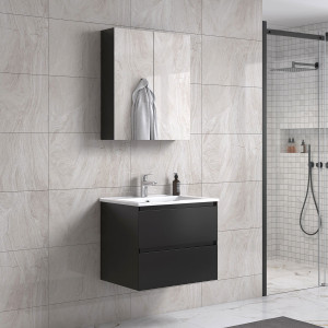Noradesign 60 Cm Baderomsmøbel M/hvit Servant Og Speilskap