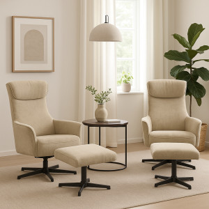 Odin Lenestol Med Puff X 2 - Beige