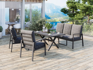 Paris Loungegruppe 3+1+1 Med Bord 140x80 I Antrasitt Aluminium