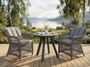 Romantik Kaffesett Med 2 Stoler Og Rundt Jamaica-Bord 70 I Grå