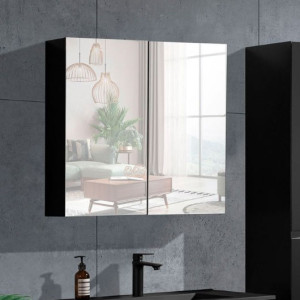 Lindadesign Speilskap 80 Cm Sort Høyglans