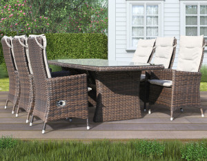 Holiday - Spisegruppe 200 Cm M/6 Reclinere I Chocolate