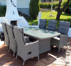 Holiday - Spisegruppe 200 Cm M/6 Reclinere I Gråmix