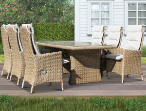 Holiday - Spisegruppe 200 Cm M/6 Reclinere I Naturmix