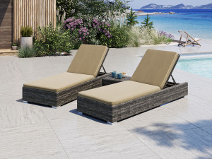 Sun Daybed Med To Solsenger Og Bord I Gråmix Rotting