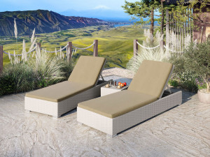 Sun Daybed Med To Solsenger Og Bord I Hvit Rotting