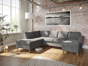 Arendal A3d U-Soffa Med Dubbel Divan - Ljusgrått