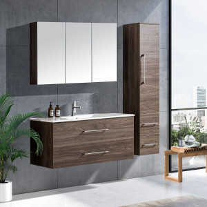 Lindadesign 120 Cm Grå Alm Badrumsmöbel Med 1 Badrumsskåp