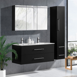 Lindadesign 120 Cm Badrumsmöbel Dubbel Svart Matt