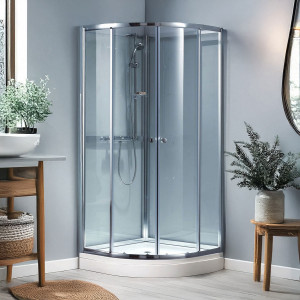 Waterlux Silikonfri Duschkabin Rund 80x90 Cm Vänster