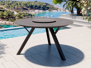 Jamaica Runt Matbord 135 Cm M/snurrplatta I Antracit Aluminium