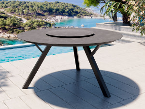 Jamaica Runt Matbord 150 Cm M/snurrplatta I Antracit Aluminium