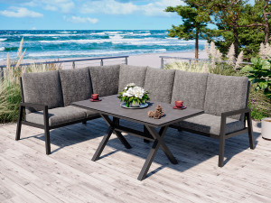 Jamaica Hörnsoffa 2c3/3c2 Med Bord 140x80 Cm I Antracit Aluminium