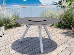 Jamaica Runt Matbord 135 Cm M/snurrplatta I Vit Aluminium