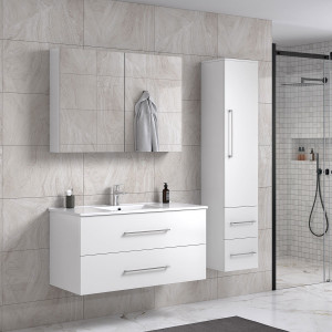 Lindadesign 100 Cm  Badrumsmöbel Vit Matt