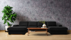 Grimstad D4d U-Soffa Med Divaner - Svart Velour