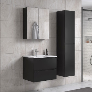 Noradesign 60 Cm Svart Matt Badrumsmöbel Med 1 Badrumsskåp
