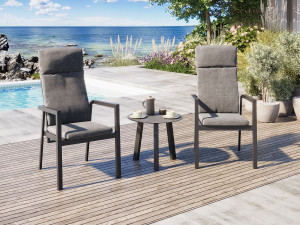 Paris Caféset/vilstolset - 2 Stolar Och Bord  55 Cm I Antracit Aluminium