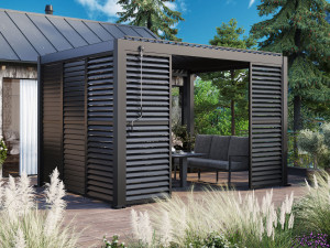 Bella Pergola - 3x4m Antracit - Med Lamellväggar