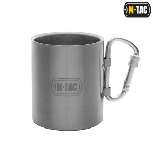 M-Tac - Kubek termiczny z karabinkiem - 280 ml - Stal nierdzewna - Chrom - 60008012