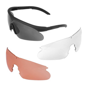Swiss Eye - Okulary strzeleckie Raptor - Czarne - Smoke/Orange/Clear - M: 10161/L: 10171