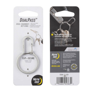 Nite Ize - Karabińczyk z podwójną komorą DualPass - Stalowy - Srebrny - DDK-11-R3