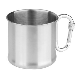 Mil-Tec - Kubek turystyczny z karabińczykiem - 500 ml - Stal - 14607900
