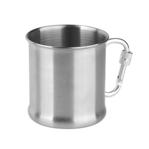 Mil-Tec - Kubek turystyczny z karabińczykiem - 250 ml - Stal - 14607800