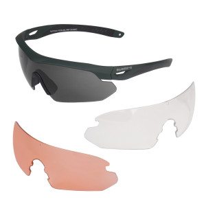 Swiss Eye - Okulary strzeleckie Nighthawk z zestawem wizjerów - Rubber Green - 40293