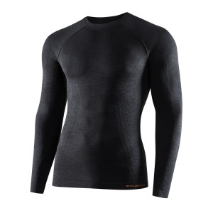 Brubeck - Koszulka termoaktywna z długim rękawem Active Wool Merino - Czarna - LS1282M