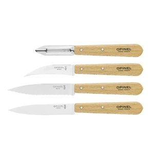 Opinel - Zestaw noży kuchennych z obieraczką Essentials Natural - Stal nierdzewna - Drewno - 001300