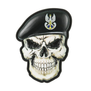 M-Tac - Naszywka Czaszka w Berecie - PVC - 3D - Czarny - 5898