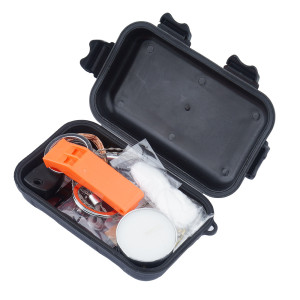 FOSCO - Zestaw survivalowy wodoodporny Combat Survival Kit - 14 elementów - Czarny - 469486