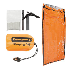 Fox Outdoor - Awaryjny śpiwór termiczny z krzesiwem - Pomarańczowy - 31100