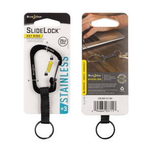 Nite Ize - Karabinek SlideLock Key Ring #3 - Stal nierdzewna - Czarny - CSLW3-01-R6