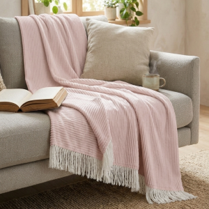 Pudrowy Koc Bawełniany 200x220 LADY Narzuta Pled Na Łóżko