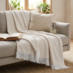 Taupe Koc Bawełniany 150x200 LADY Narzuta Pled Na Łóżko